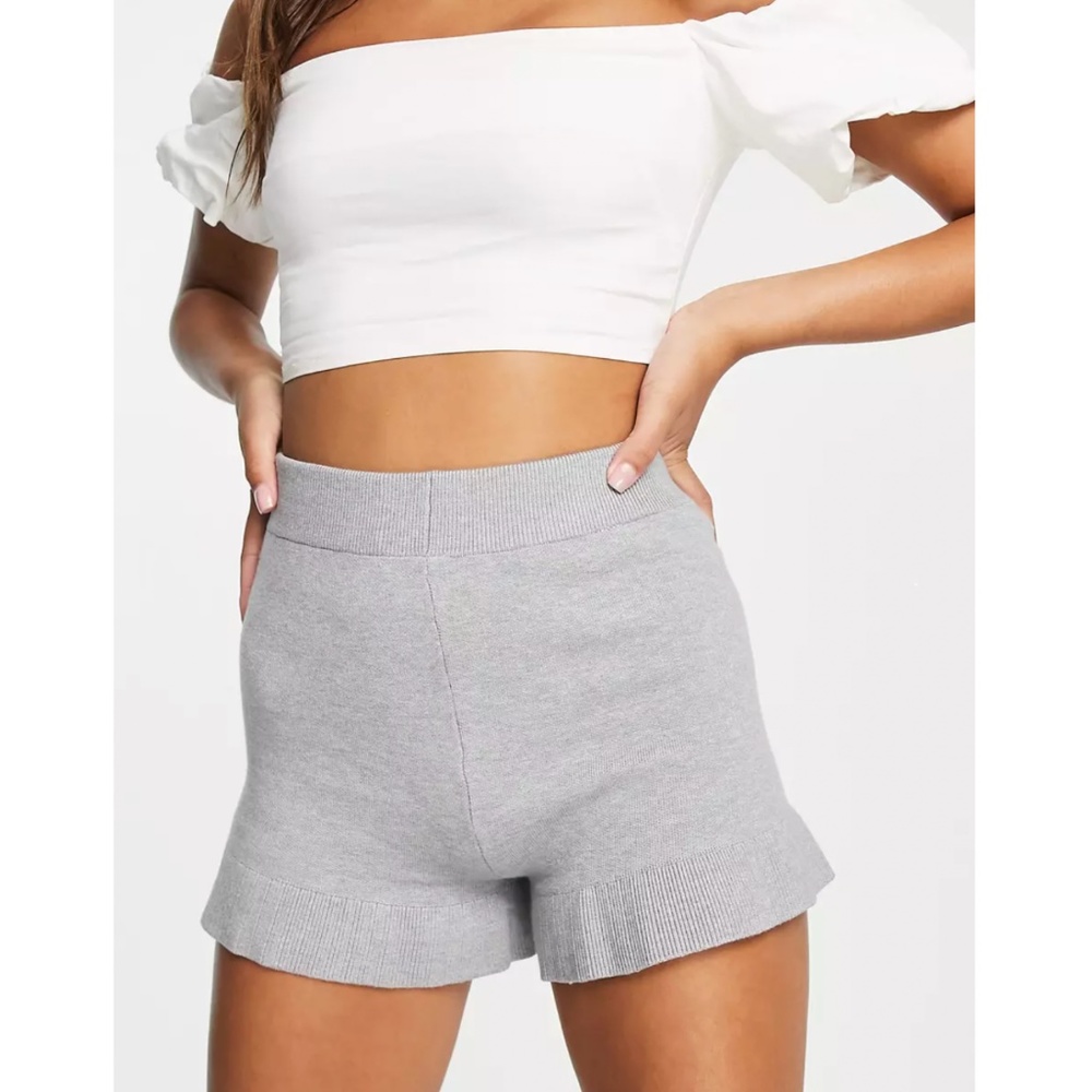 NWT -  ASOS Lipsy ruffle lounge shorts in gray